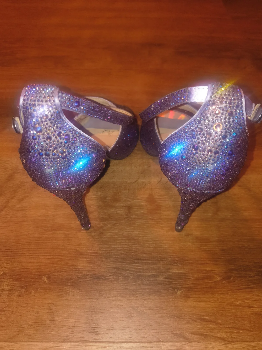 Blue by Betsey Johnson Lilac Glitter T-Strap High Heel Sandals